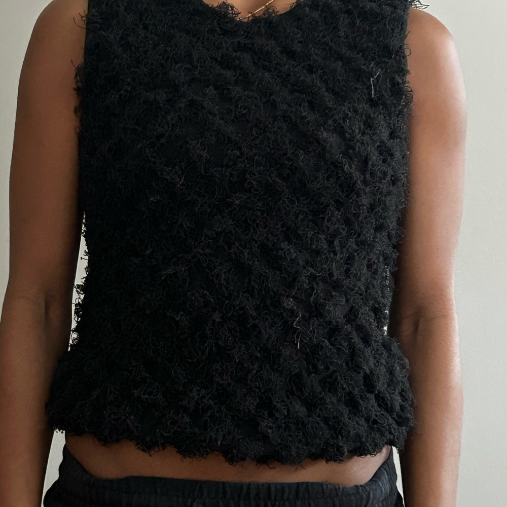 Stefanel Black Textured Crop Top